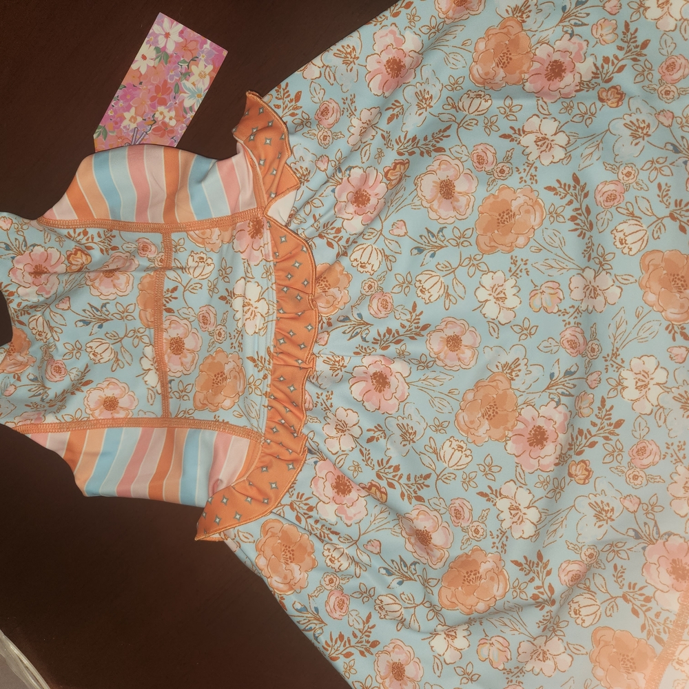 cheeky plum Peach and Light Blue Floral Athletic Dress With Shorts 3T